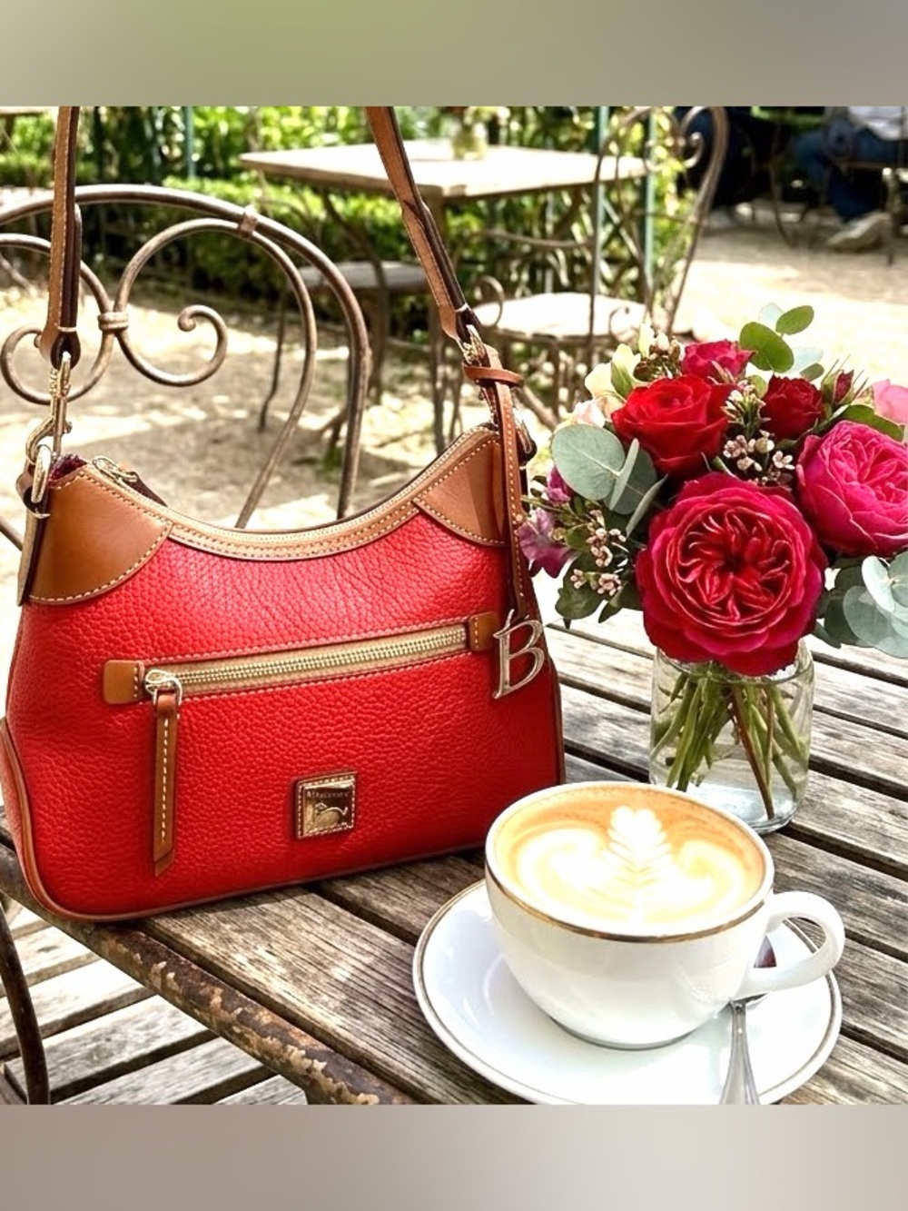 NWT Dooney & Bourke Pebble Grain Small Hobo Bag in Red -British Tag Gold D&B Tag